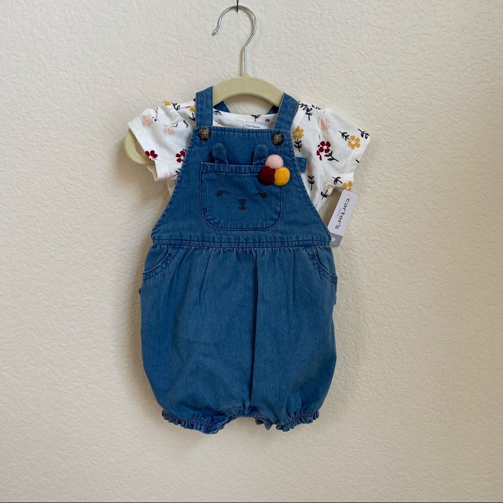 Carter’s 9 Mo Denim Romper Outfit (NWT)